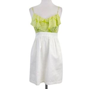 Shoshanna Lime & White Ruffle Floral Dress